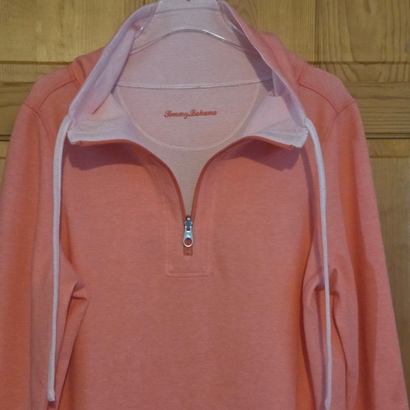 Tommy Bahama Coral Pink Quarter Zip Hoodie Tunic Pullover Women's Swim Coverup - Picture 4 of 16